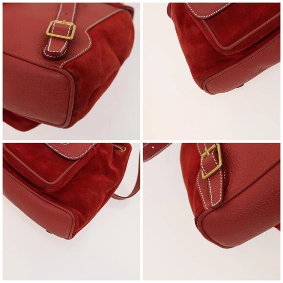 GUCCI Bamboo Backpack Suede Red Gold 003 1998 0030 Auth 127597 - Picture 14 of 16